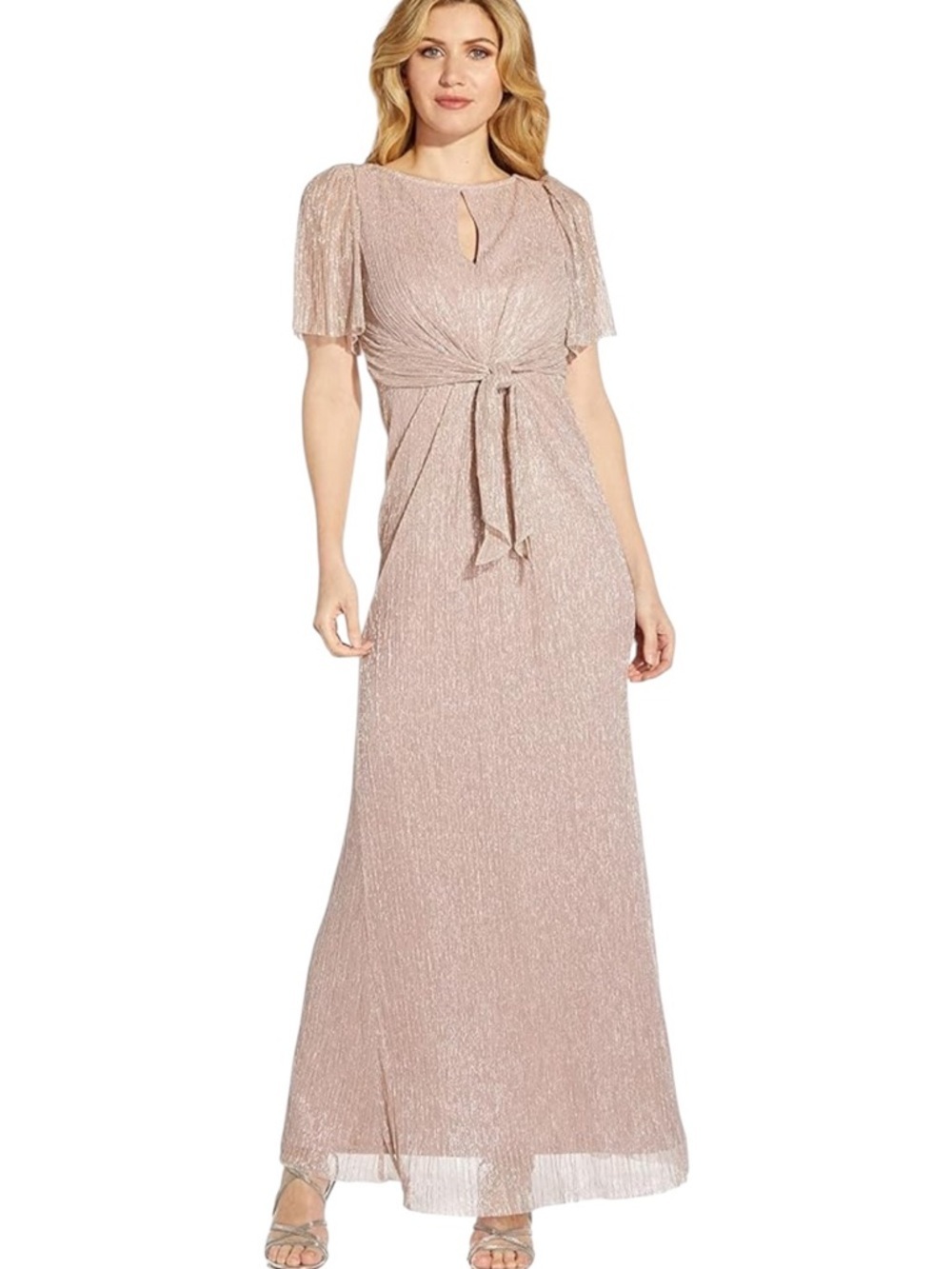 NWT Adrianna Papell Stardust Pleated Gown Formal Dress Mother of Bride Size 2